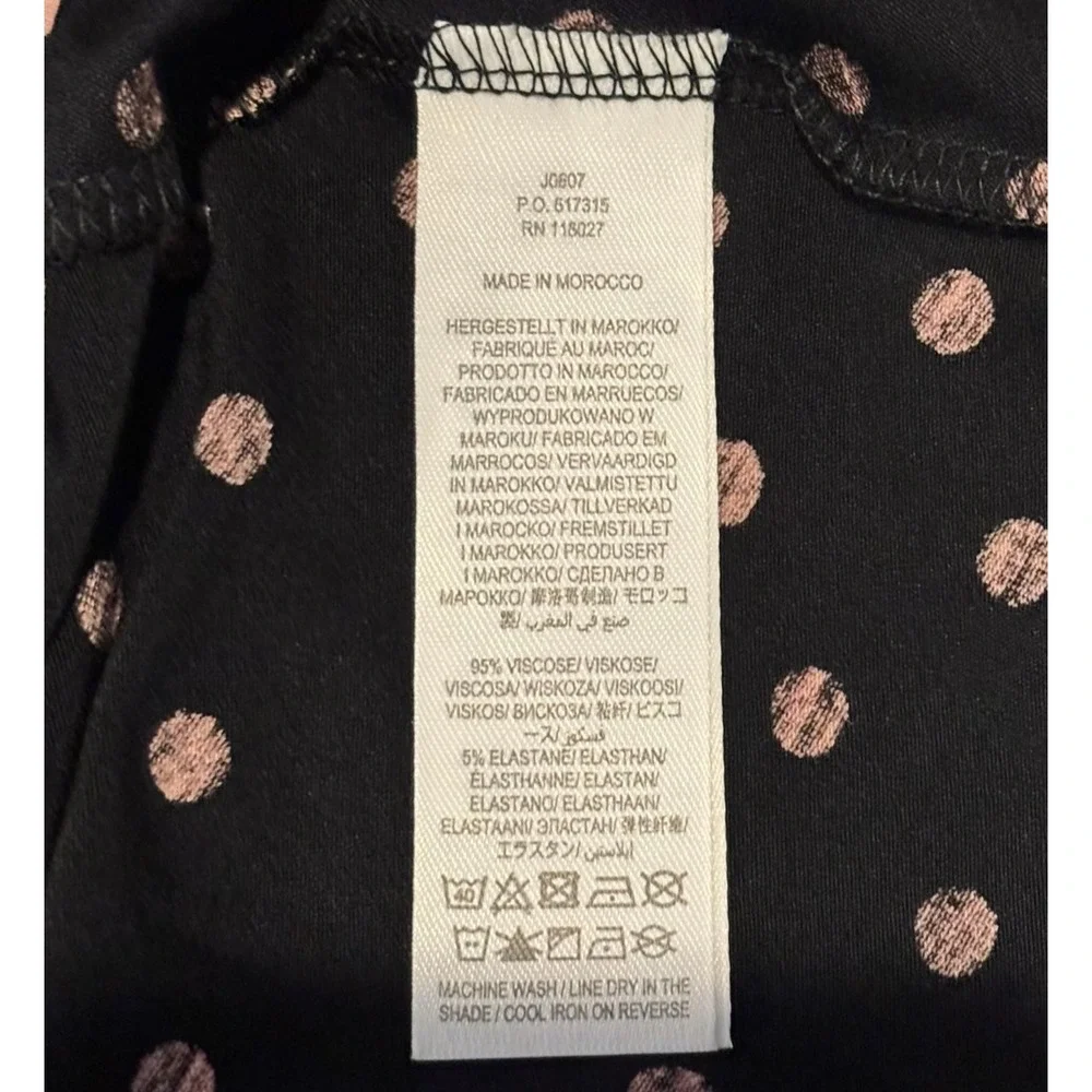NWT Boden Black Pink Polka Dot Knit Dress‎ 3/4 Sleeve Fit Flare